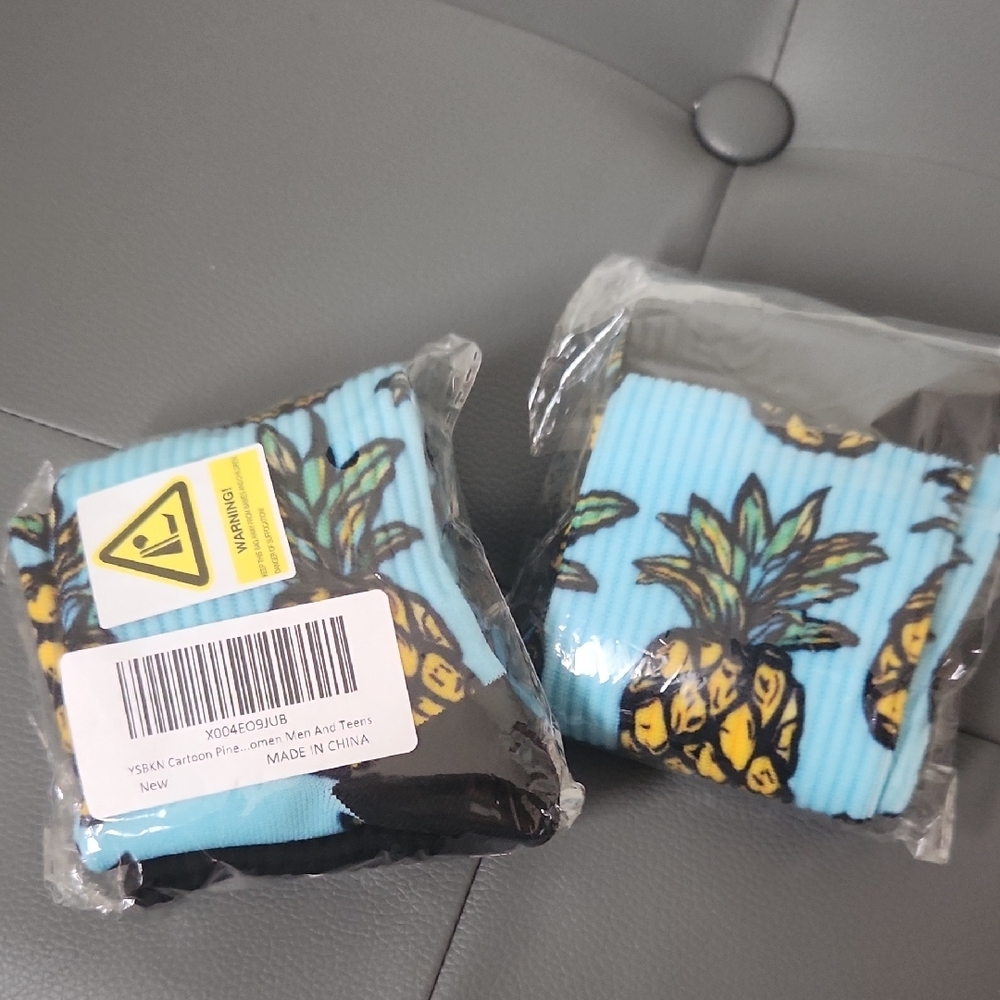 Pineapple Print Blue Socks